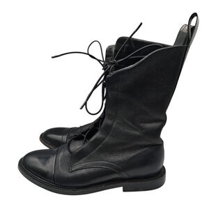 Inch2 black leather lace-up brogue combat boots Womens Sz 39 (US 8-8.5)
